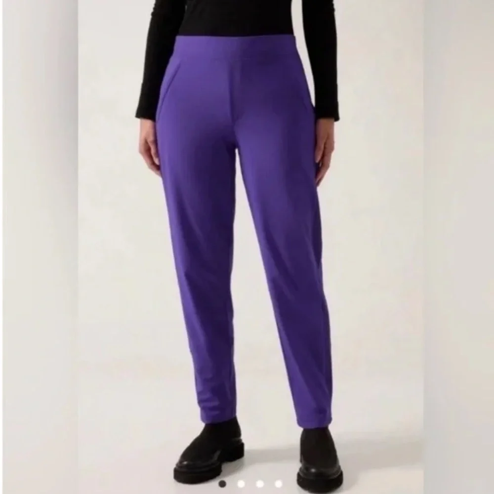 NWT Athleta Brooklyn Lined Pants Royal Purple Athleisure Pilates 4 High Rise - Picture 2 of 11